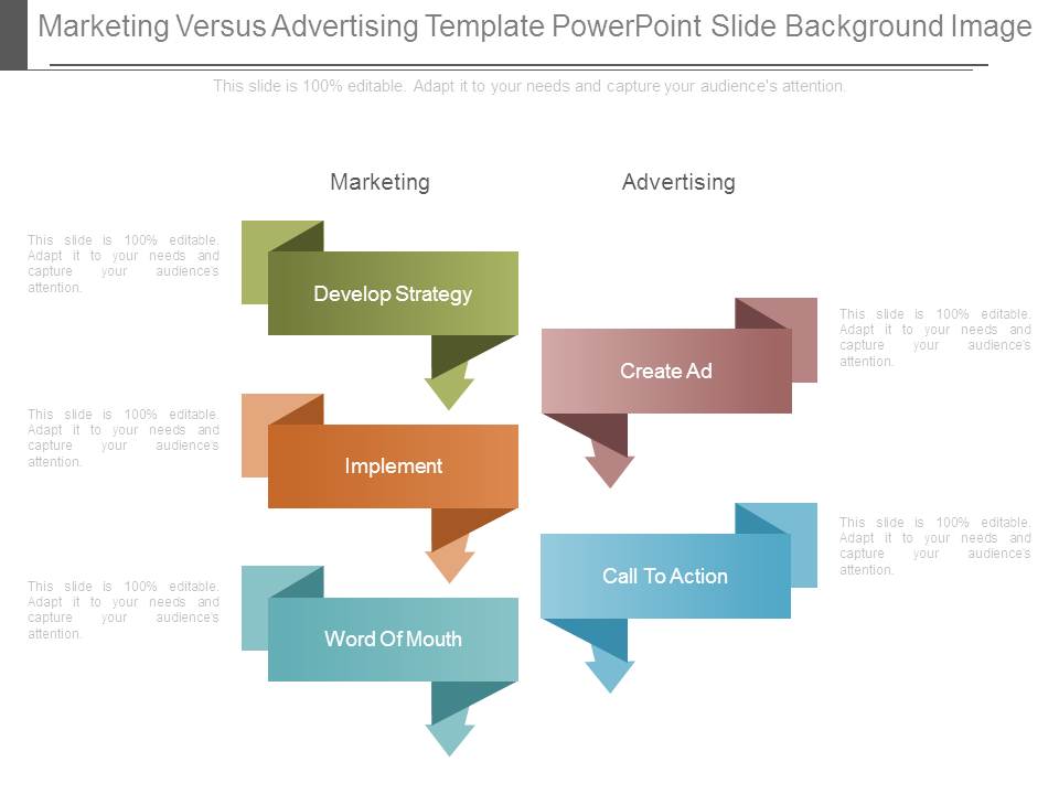 Marketing Versus Advertising Template Powerpoint Slide Background Image