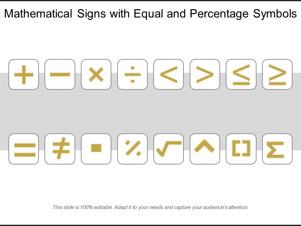 Mathematical Signs With Equal And Percentage Symbols Ppt PowerPoint Presentation Gallery Skills PDF