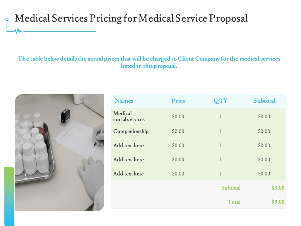 Medical And Healthcare Related Medical Services Pricing For Medical Service Proposal Ppt Ideas Model PDF