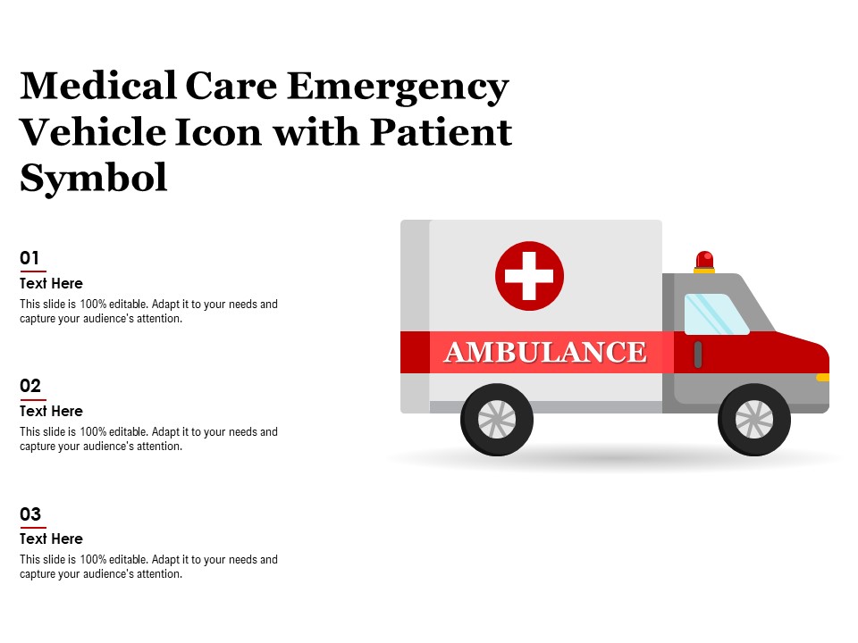 Medical Care Emergency Vehicle Icon With Patient Symbol Ppt PowerPoint Presentation File Outline PDF