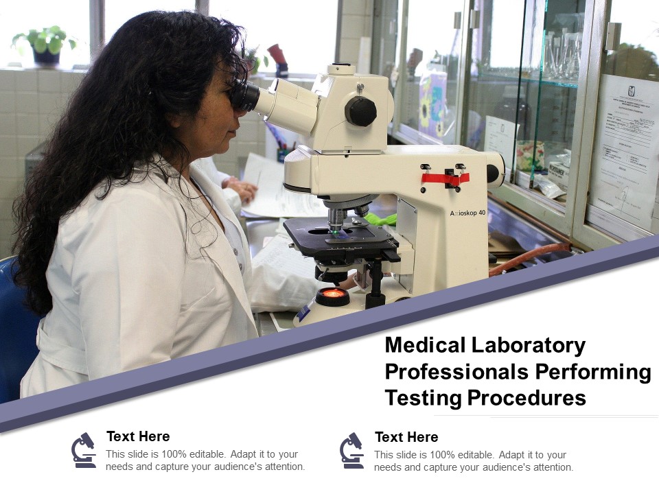Medical Laboratory Professionals Performing Testing Procedures Ppt PowerPoint Presentation Gallery Example Introduction PDF