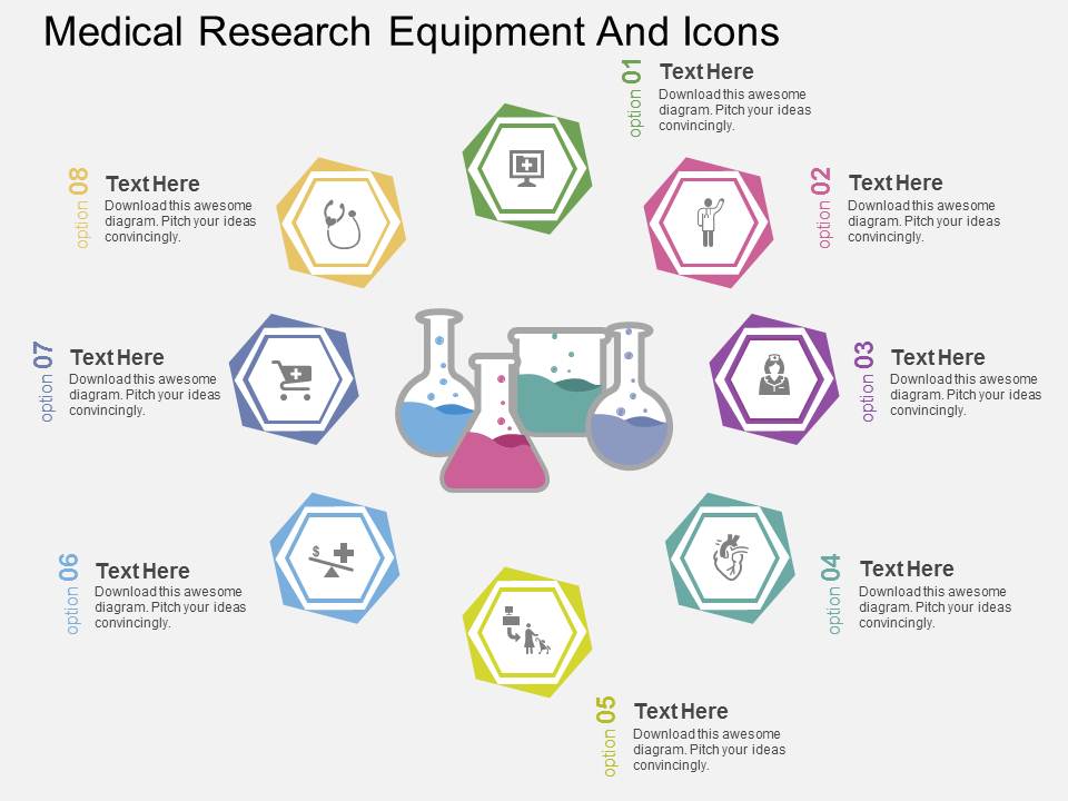 Medical Research Equipment And Icons Powerpoint Template