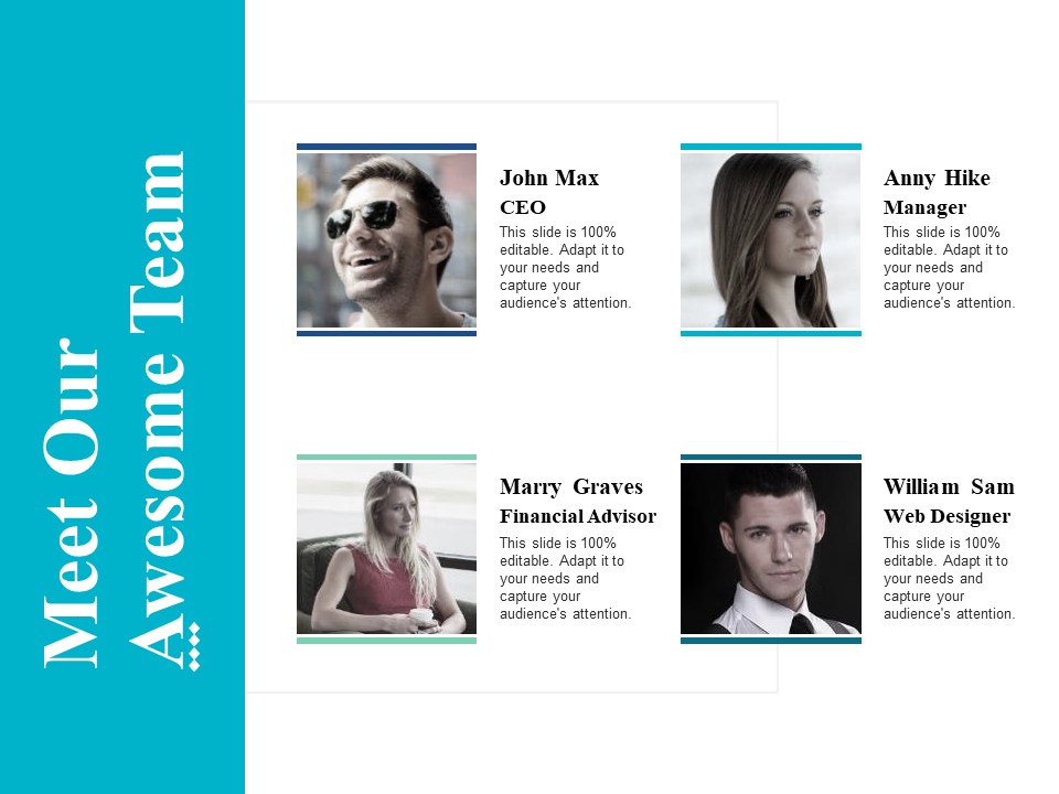 Meet Our Awesome Team Ppt Powerpoint Presentation Styles Example Topics