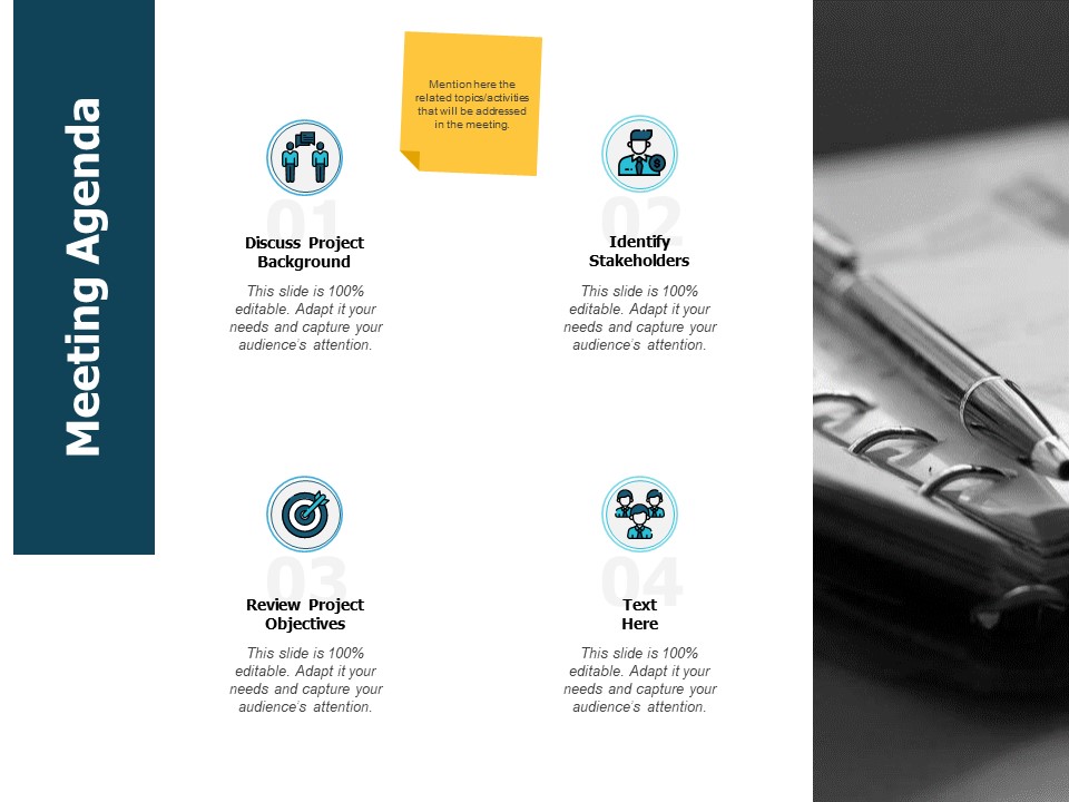 Meeting Agenda Review Project Objectives Ppt PowerPoint Presentation Icon Slides