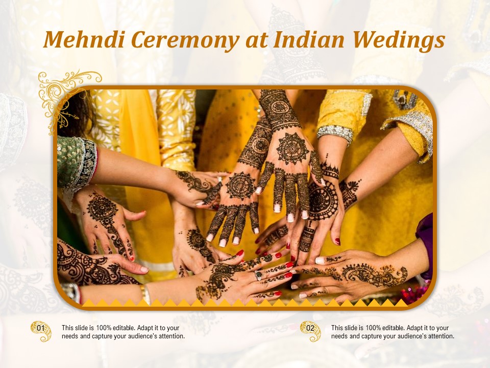 Mehndi Ceremony At Indian Wedings Ppt PowerPoint Presentation File Background Image PDF
