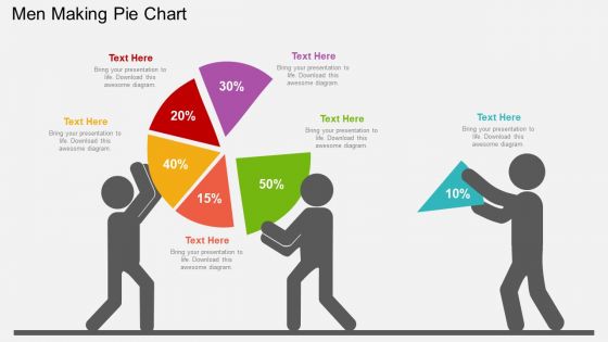 Men Making Pie Chart Powerpoint Templates