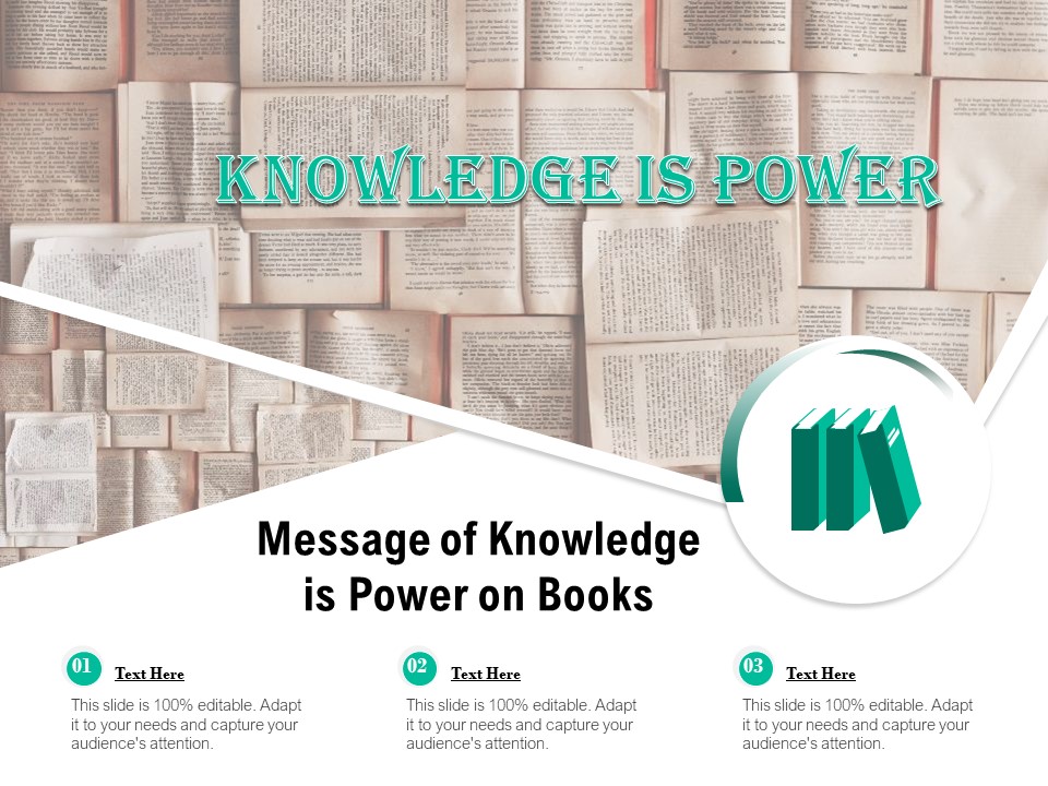 Message Of Knowledge Is Power On Books Ppt PowerPoint Presentation Gallery Themes PDF