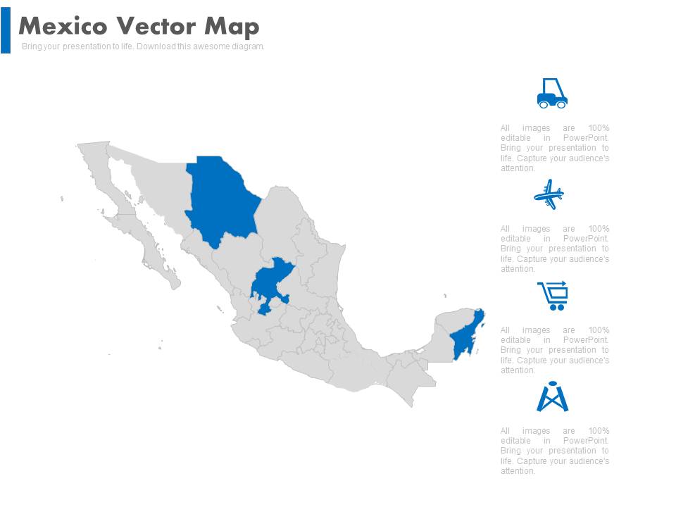 Mexico Map For Travel And Tourism Powerpoint Slides
