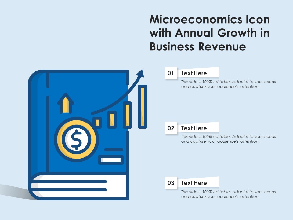 Microeconomics Icon With Annual Growth In Business Revenue Ppt PowerPoint Presentation File Demonstration PDF