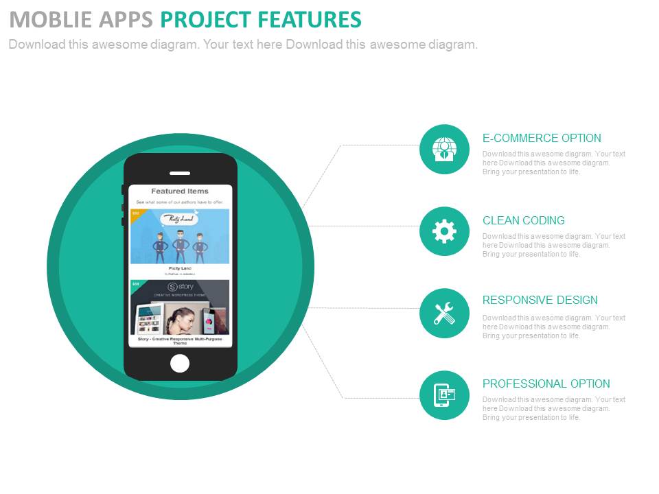 Mobile With Project Planning Icons Powerpoint Slides
