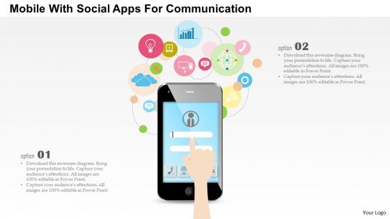 Mobile With Social Apps For Communication Powerpoint Template