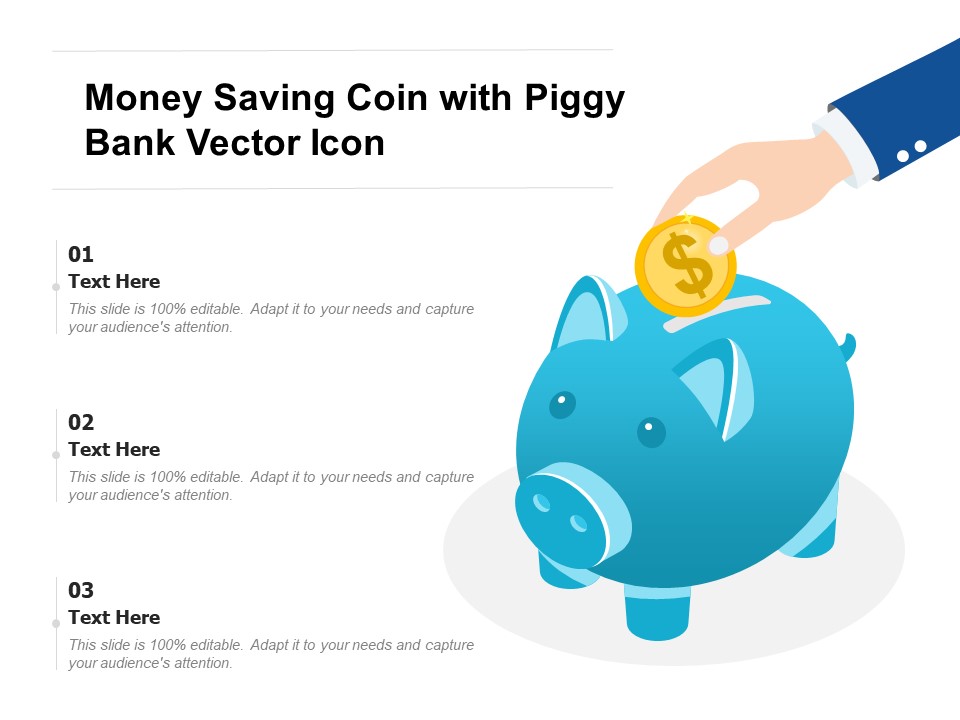 Money Saving Coin With Piggy Bank Vector Icon Ppt PowerPoint Presentation Gallery Layouts PDF