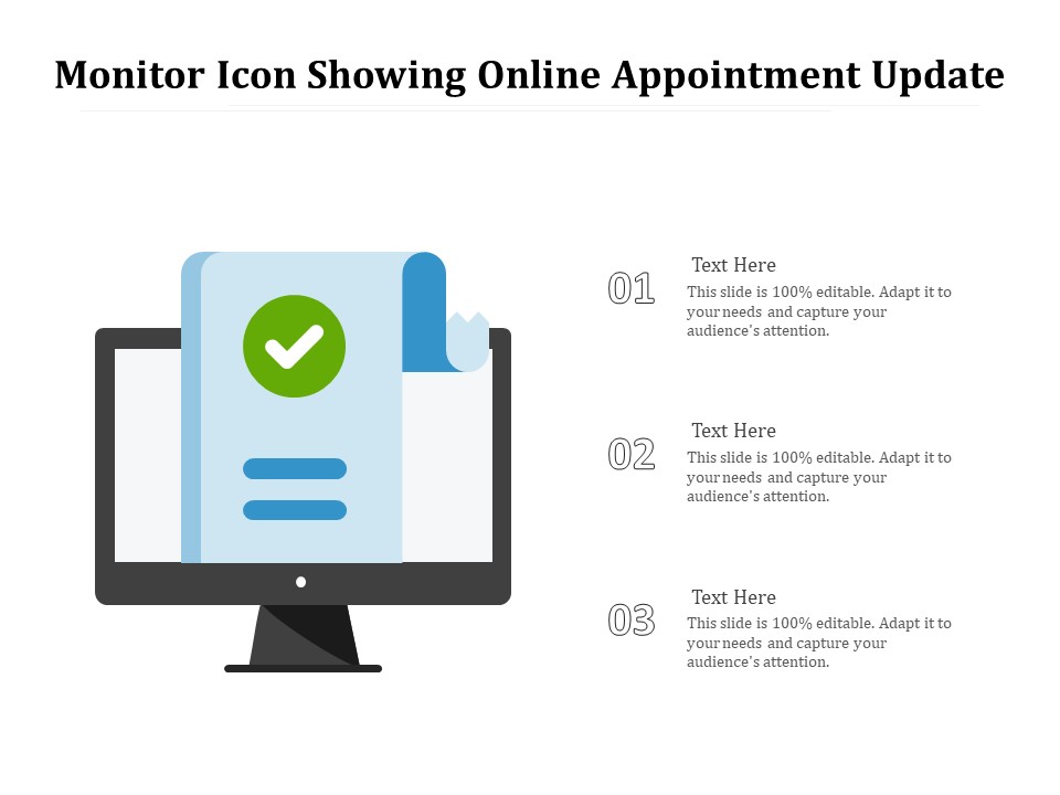 Monitor Icon Showing Online Appointment Update Ppt PowerPoint Presentation Ideas Format PDF