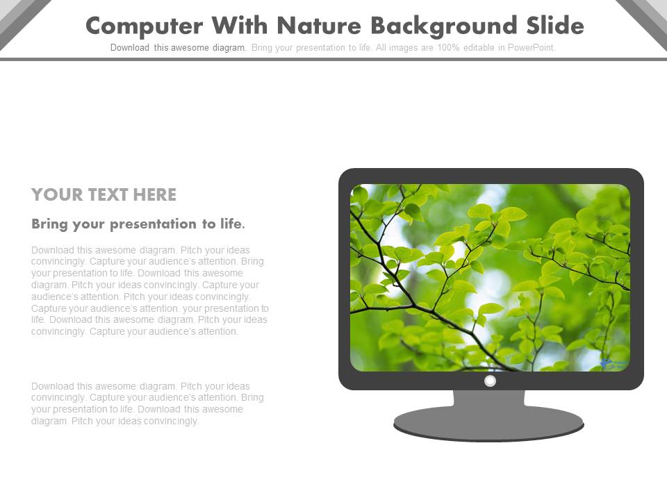 Monitor With Nature Backdrop Powerpoint Slides