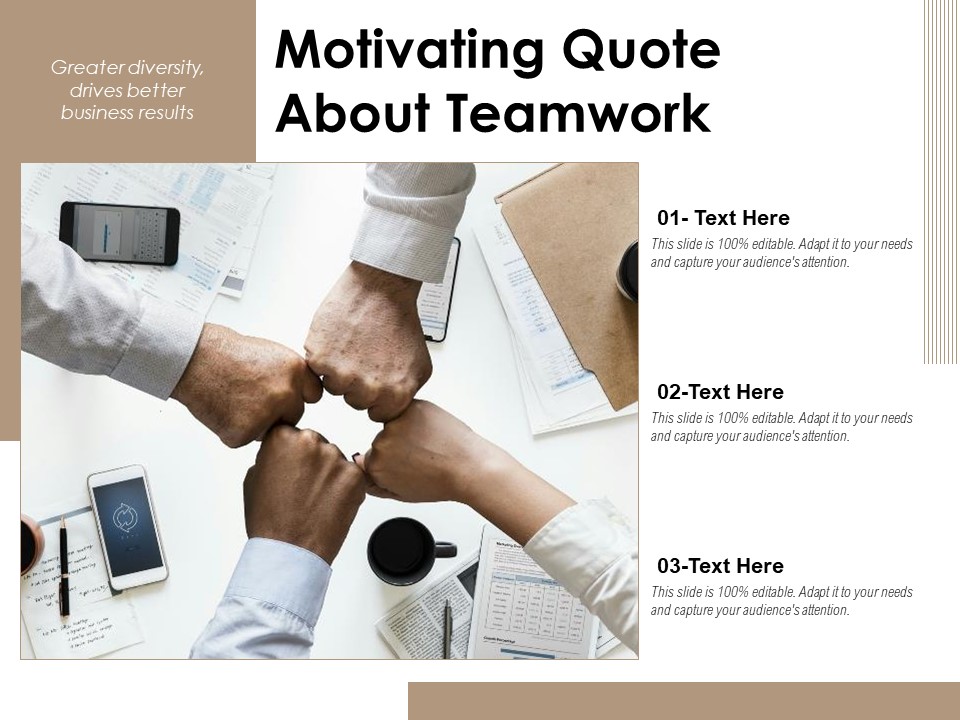 Motivating Quote About Teamwork Ppt PowerPoint Presentation Pictures Inspiration PDF