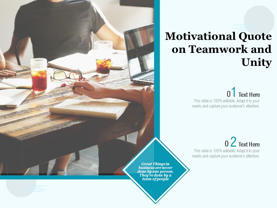 Motivational Quote On Teamwork And Unity Ppt PowerPoint Presentation Gallery Infographics PDF