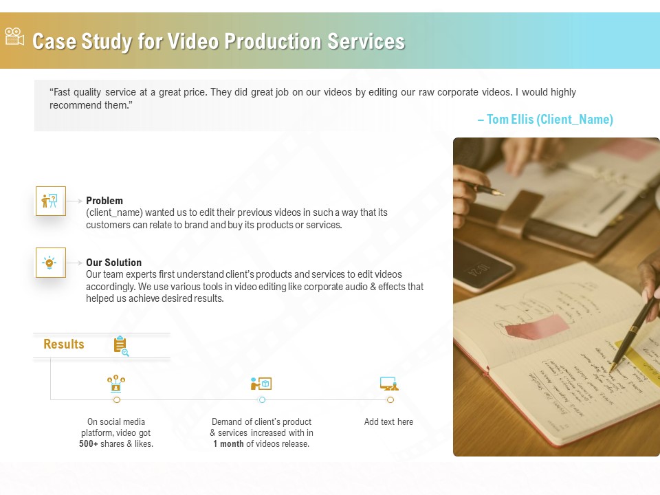 Movie Making Solutions Case Study For Video Production Services Ppt Infographic Template Slideshow PDF