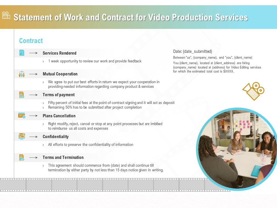 Movie Making Solutions Statement Of Work And Contract For Video Production Services Mockup PDF