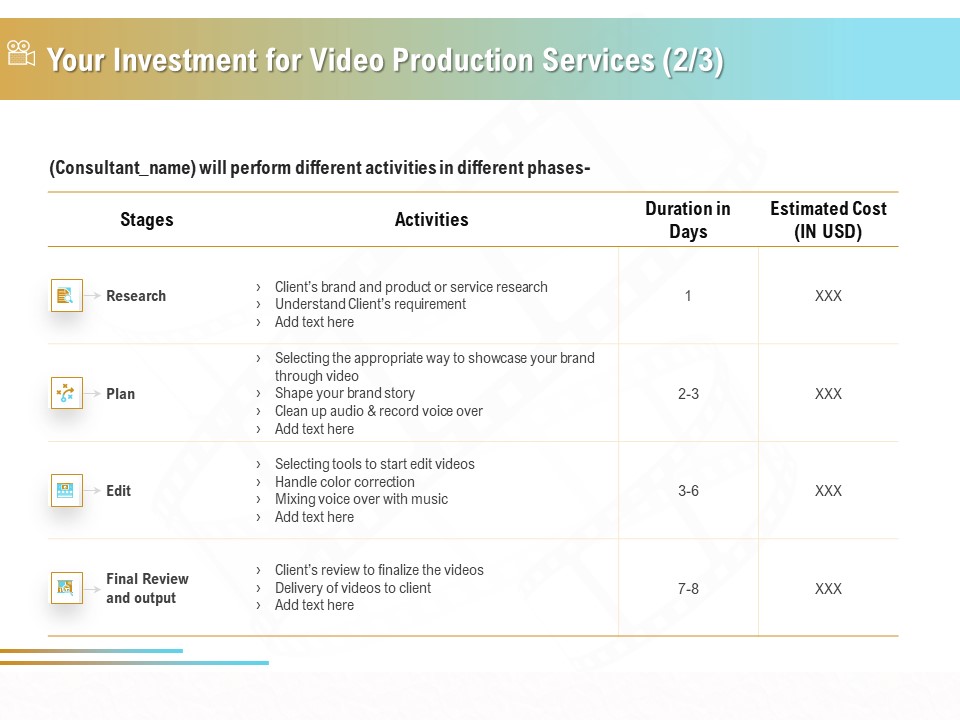 Movie Making Solutions Your Investment For Video Production Services Plan Brochure PDF