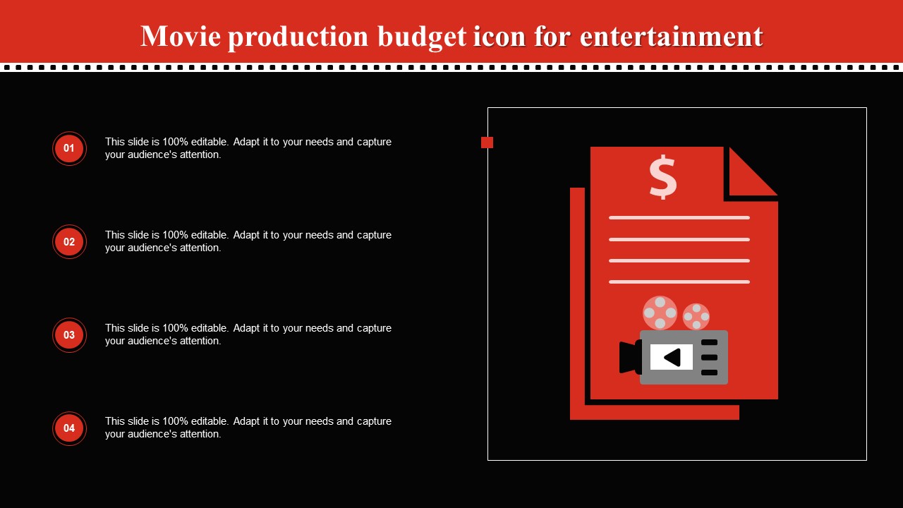 Movie Production Budget Icon For Entertainment Structure PDF