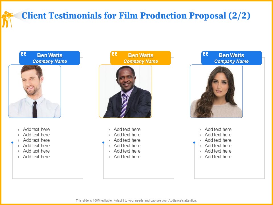 Movie Production Proposal Template Client Testimonials For Film Production Proposal Teamwork Elements PDF
