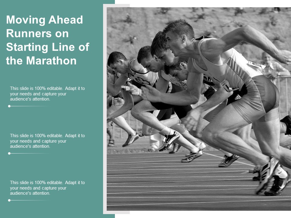 Moving Ahead Runners On Starting Line Of The Marathon Ppt PowerPoint Presentation Ideas Infographics