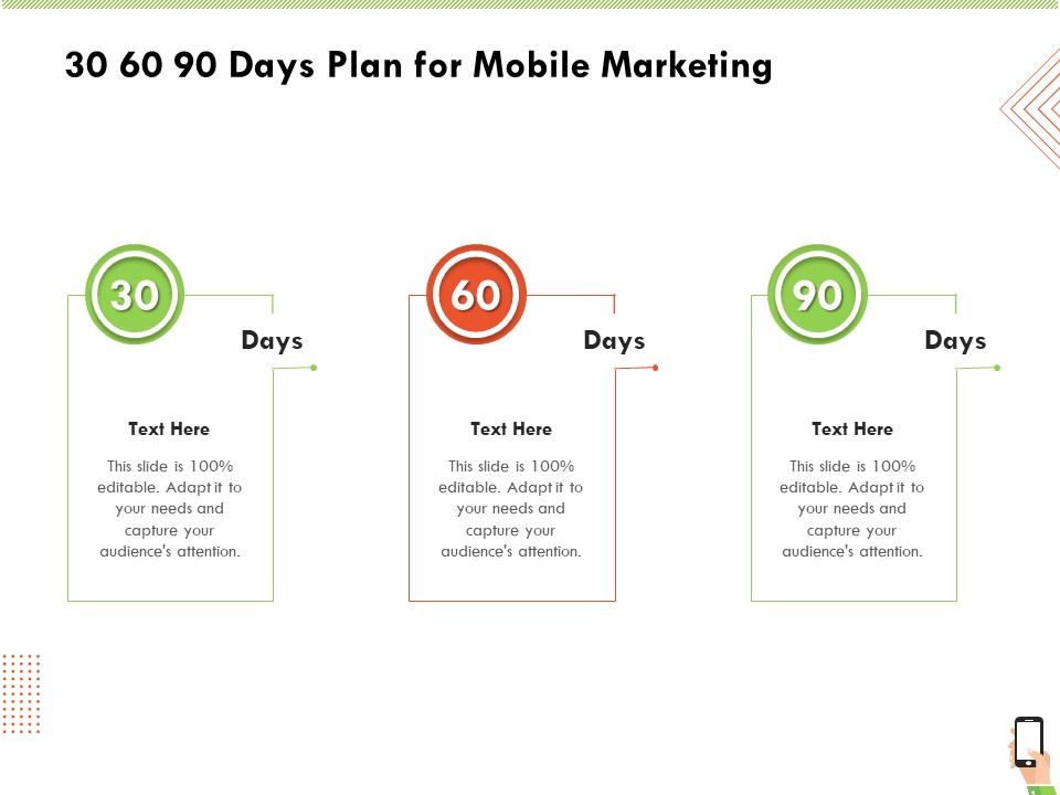 Multi Channel Online Commerce 30 60 90 Days Plan For Mobile Marketing Ppt Summary Slide Portrait