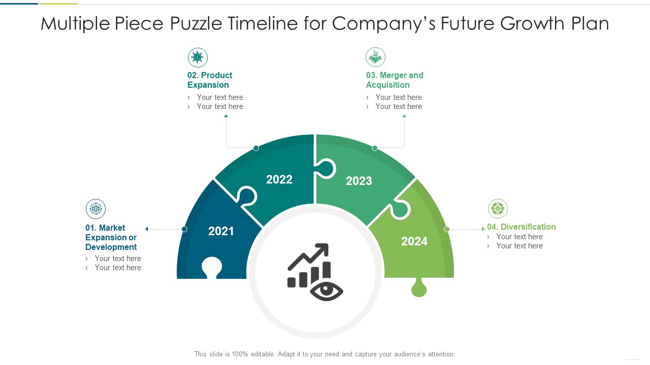 Multiple Piece Puzzle Timeline For Companys Future Growth Plan Graphics PDF
