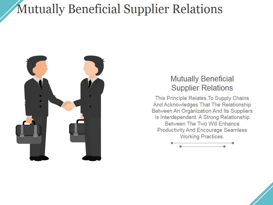 Mutually Beneficial Supplier Relations Ppt PowerPoint Presentation Ideas Grid