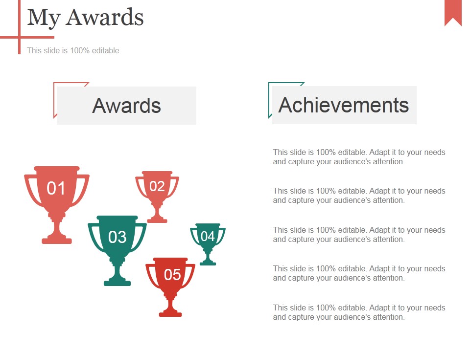 My Awards Ppt PowerPoint Presentation Ideas Graphics Download