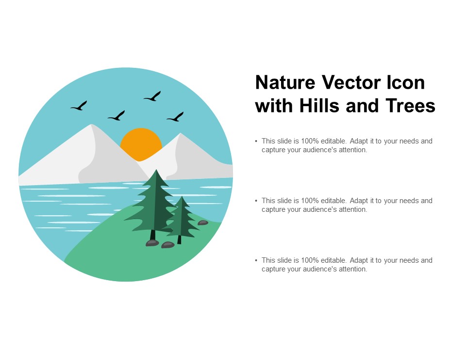 Nature Vector Icon With Hills And Trees Ppt PowerPoint Presentation Summary Design Ideas