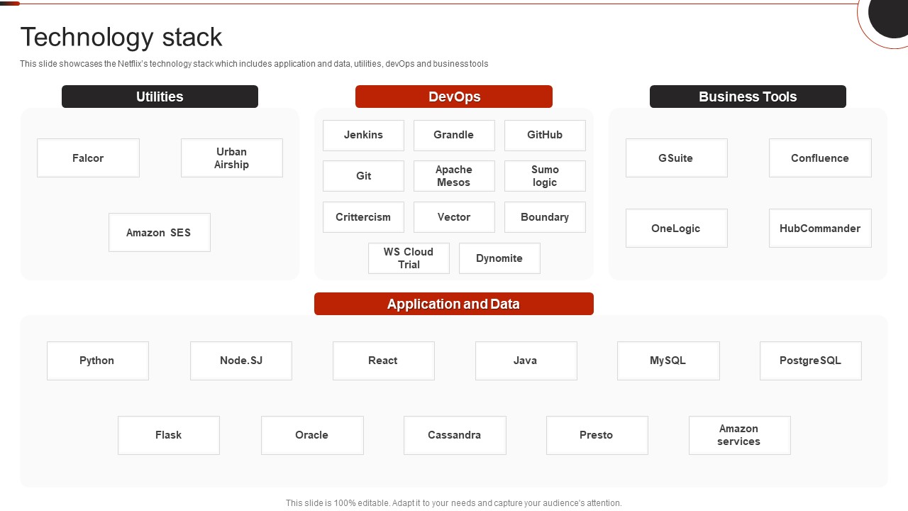 Netflix Company Outline Technology Stack Summary PDF