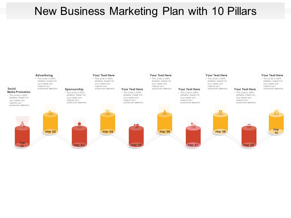 New Business Marketing Plan With 10 Pillars Ppt PowerPoint Presentation File Show PDF