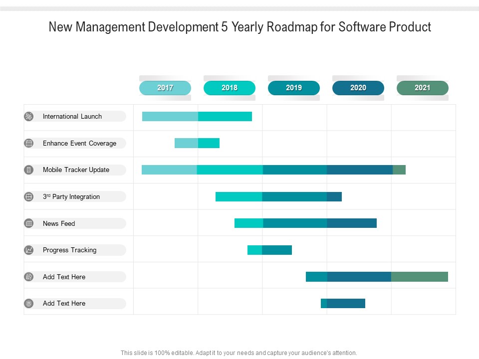 New Management Development 5 Yearly Roadmap For Software Product Sample
