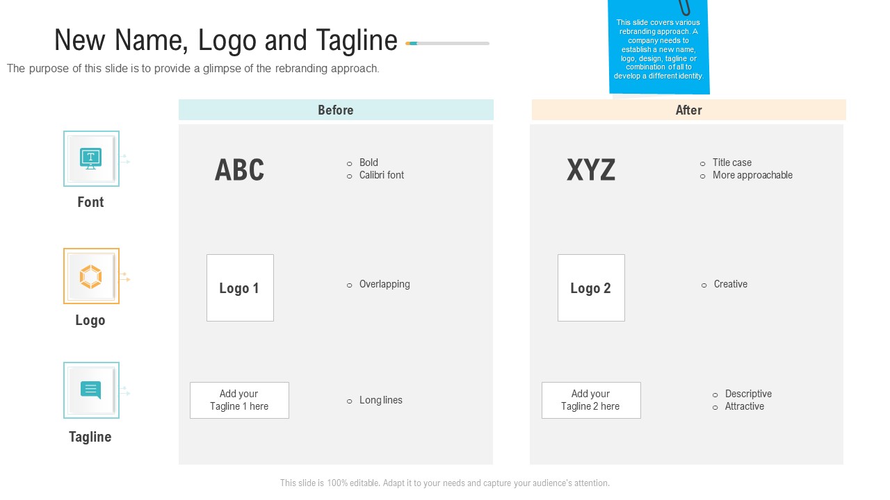 New Name Logo And Tagline Ppt PowerPoint Presentation File Background Images PDF