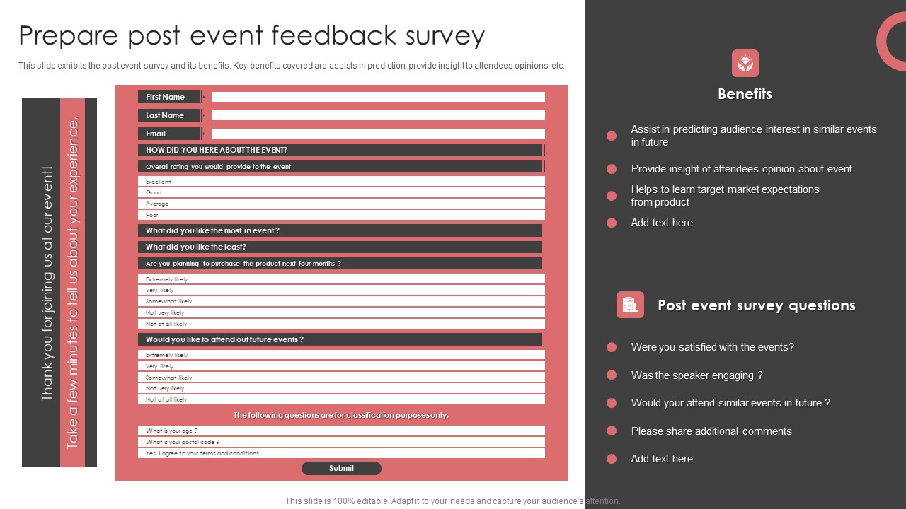 New Product Launch Event Management Activities Prepare Post Event Feedback Survey Information PDF