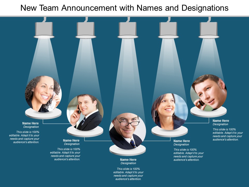 new team announcement with names and designations ppt powerpoint presentation model tips