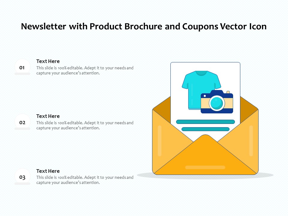 Newsletter With Product Brochure And Coupons Vector Icon Ppt PowerPoint Presentation File Influencers PDF