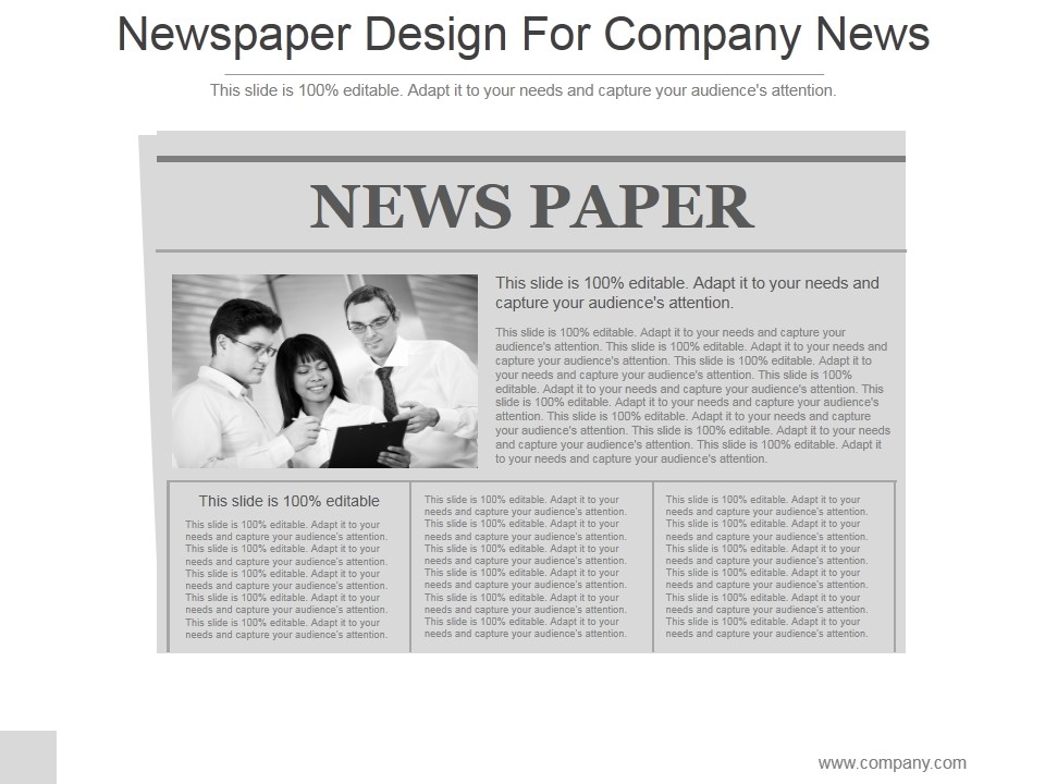 Newspaper Design For Company News Ppt PowerPoint Presentation Slide Download