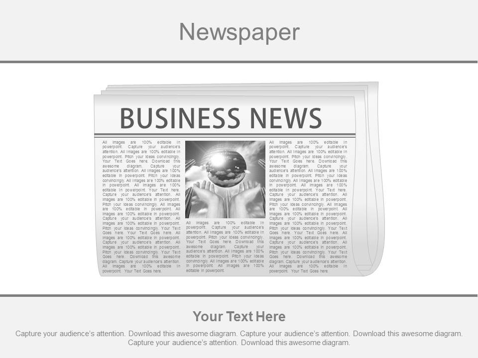 Newspaper Diagram For Global Business News Powerpoint Slides