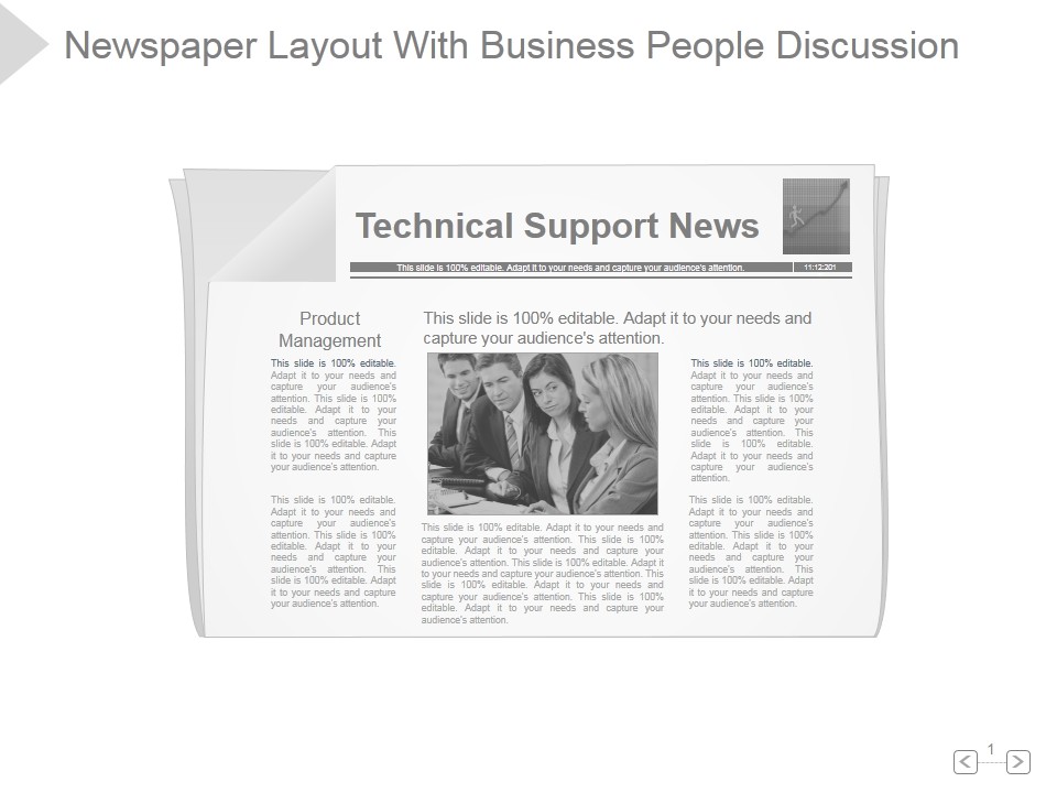 Newspaper Layout With Business People Discussion Ppt PowerPoint Presentation Designs Download