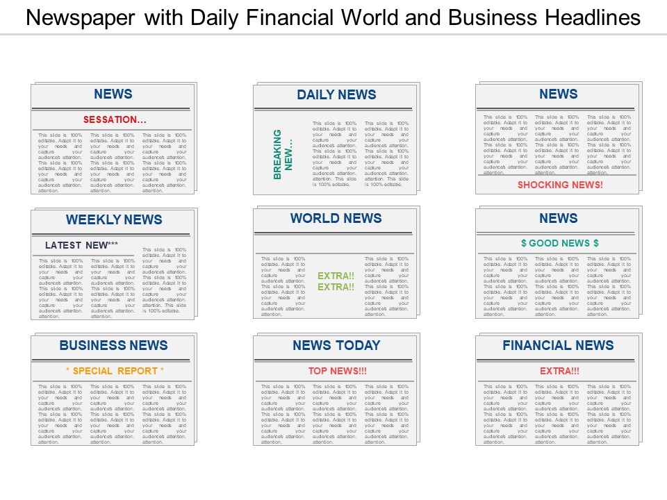Newspaper With Daily Financial World And Business Headlines Ppt PowerPoint Presentation Professional Background Image