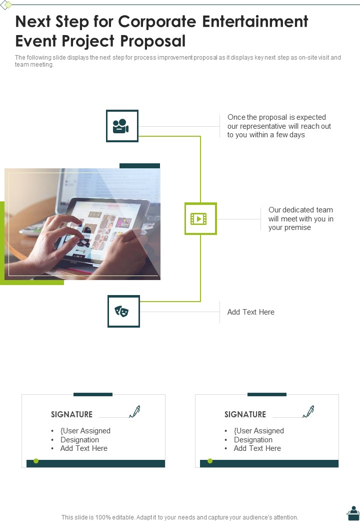 Next Step For Corporate Entertainment Event Project Proposal One Pager Sample Example Document