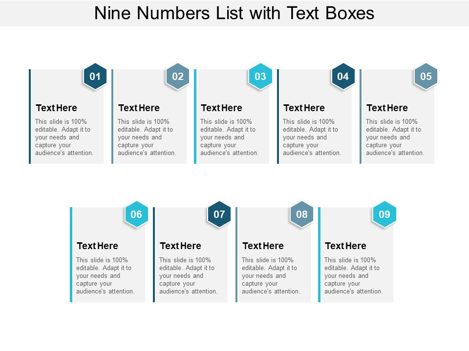 Nine Numbers List With Text Boxes Ppt PowerPoint Presentation Layouts Visuals