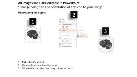 Nine Staged Circle Of Arrows Around The Brain Powerpoint Template