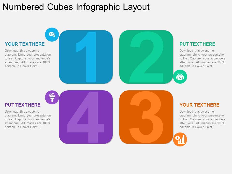 Numbered Cubes Infographic Layout Powerpoint Template