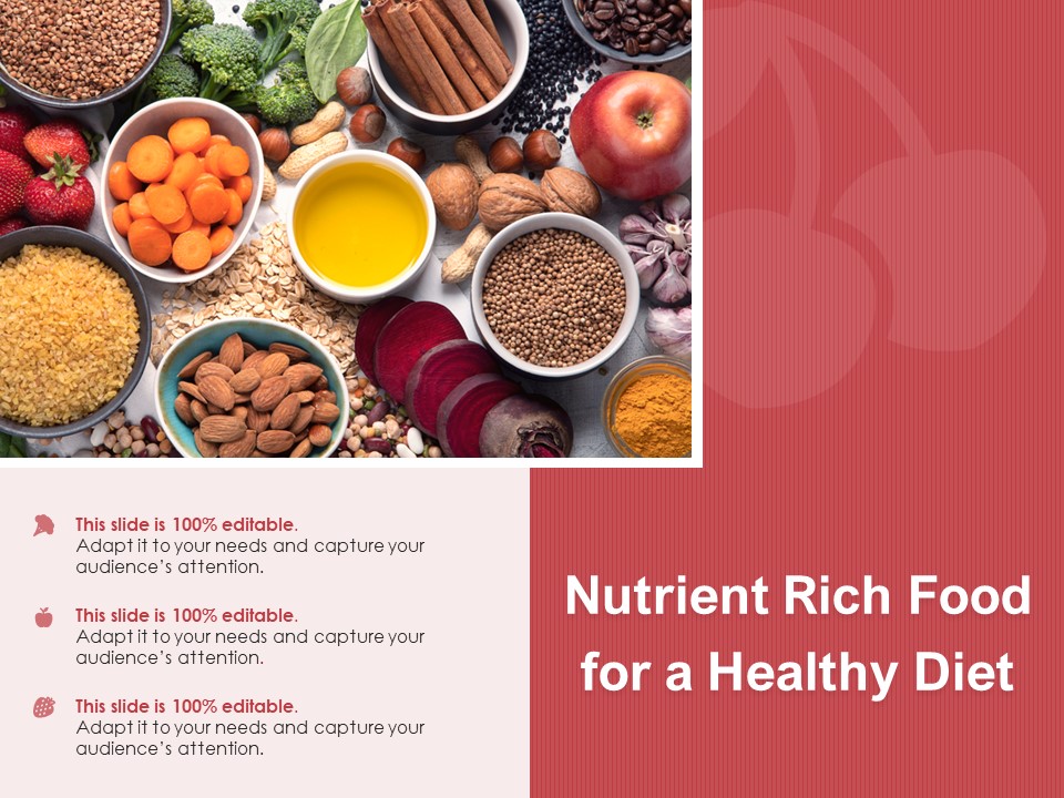 Nutrient Rich Food For A Healthy Diet Ppt PowerPoint Presentation Professional Portfolio