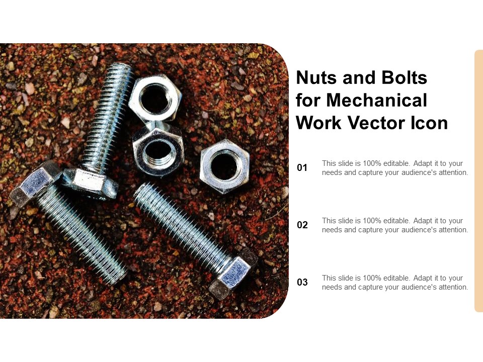 Nuts And Bolts For Mechanical Work Vector Icon Ppt PowerPoint Presentation Show Format