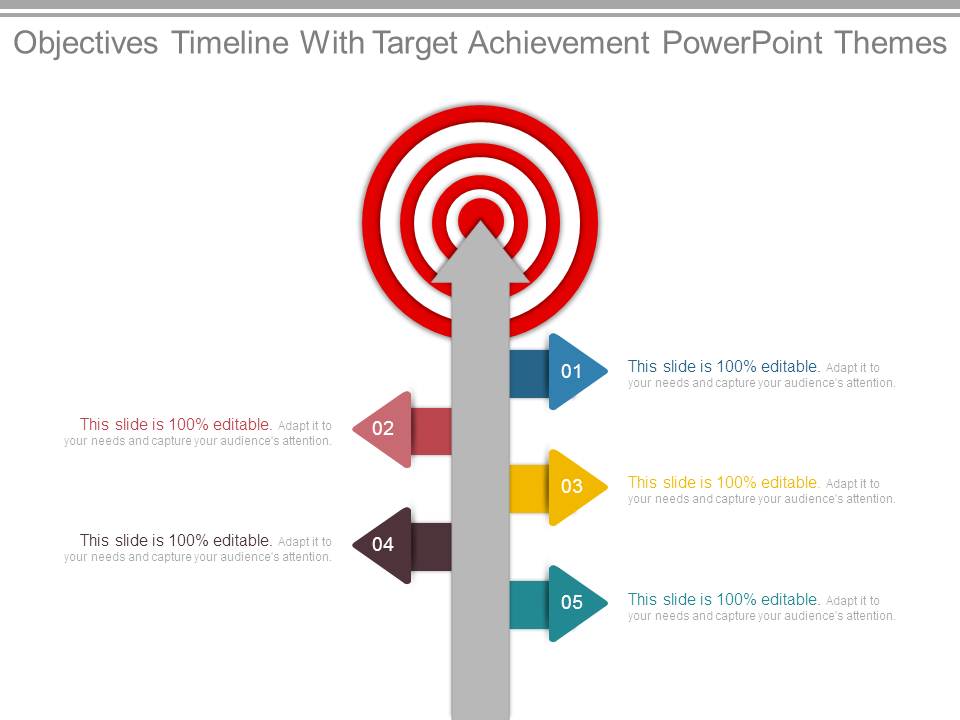 Objectives Timeline With Target Achievement Powerpoint Themes