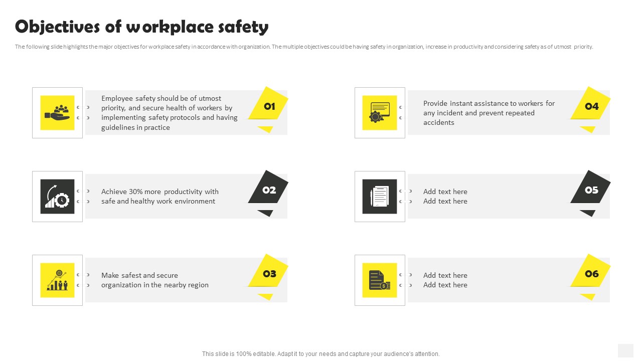 Occupational Health And Safety At Workplace Objectives Of Workplace Safety Mockup PDF